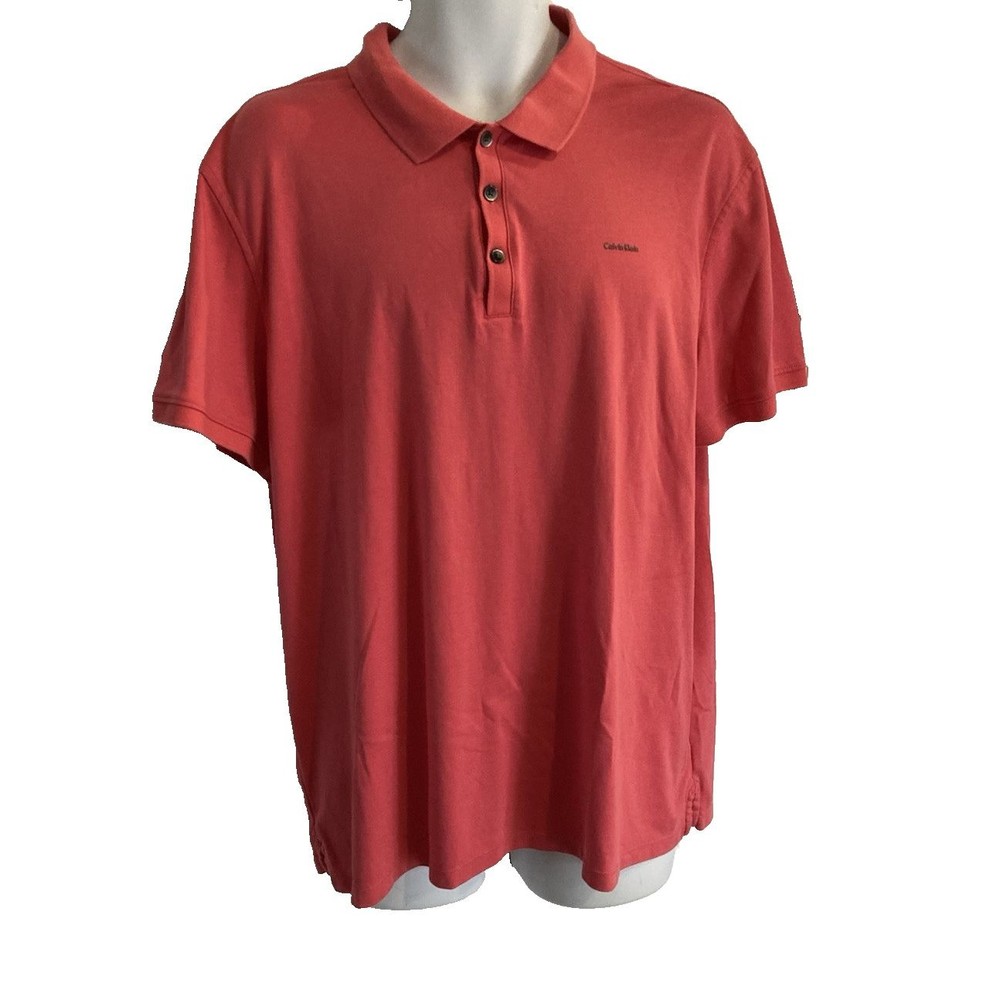 Calvin Klein Liquid Cotton Polo Shirt Mens XL Short Sleeve Pink Casual Preppy